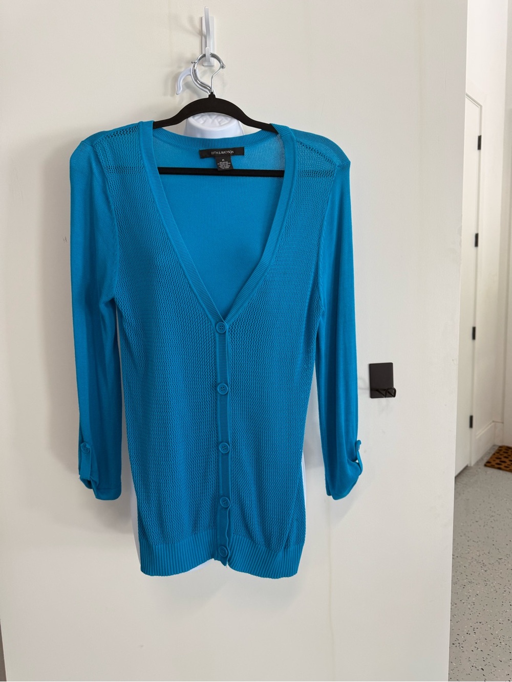 89th & Madison Bright Turquoise Open Cardigan